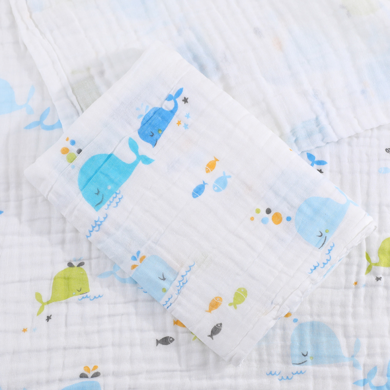 Zīdaiņu gāzes pleds no 100% kokvilnas, svītrainā raksta, rudens sezonai, priekš jaundzimušajiem (0–1 gadiem), drošības klase A