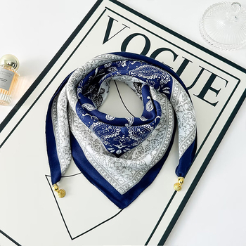 Rudens šilkinis kvadratinis šalikas su herringbone raštu, OL stilius