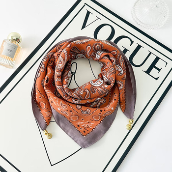 Rudens šilkinis kvadratinis šalikas su herringbone raštu, OL stilius