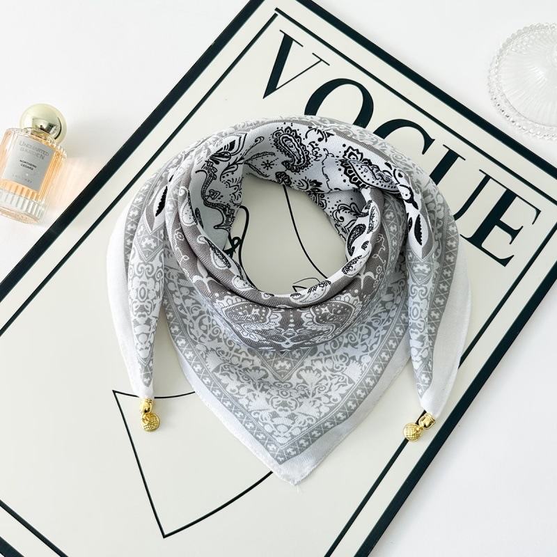 Rudens šilkinis kvadratinis šalikas su herringbone raštu, OL stilius