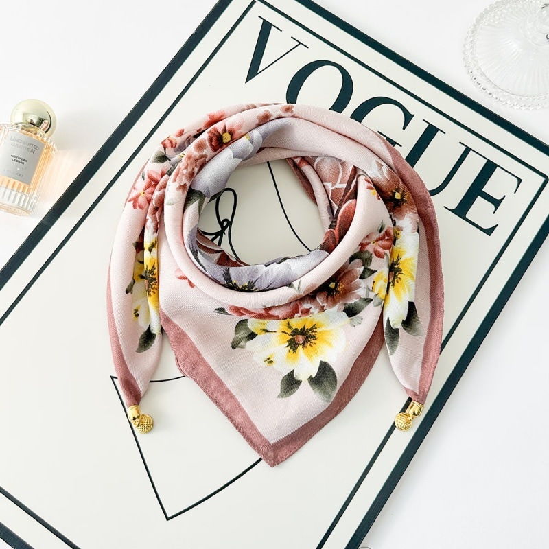 Rudens šilkinis kvadratinis šalikas su herringbone raštu, OL stilius