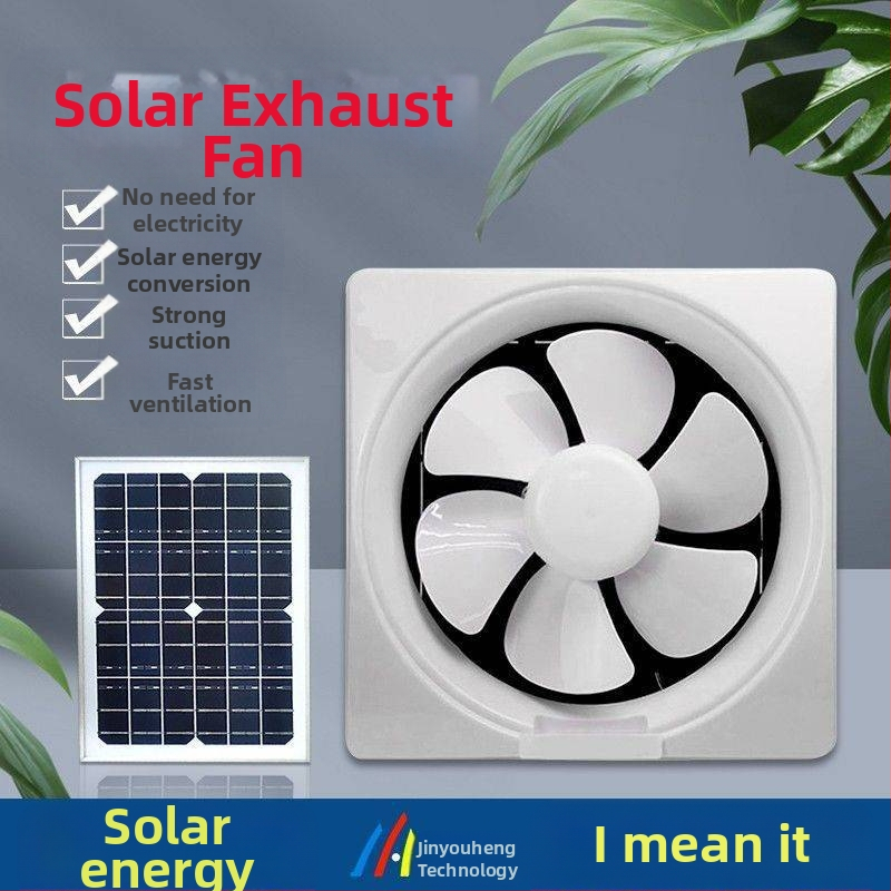 24V solarni DC ventilator za kuhinju i kupaonicu – automatsko kruženje, DC motor, kompaktni dizajn