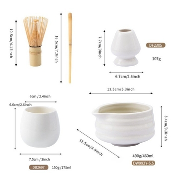 Keramički set za matcha čaj s tiskom logotipa Pottery, pakiran u papirnatu kutiju