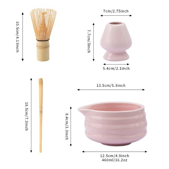 Keramički set za matcha čaj s tiskom logotipa Pottery, pakiran u papirnatu kutiju