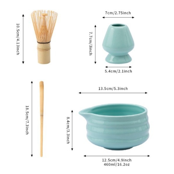 Keramički set za matcha čaj s tiskom logotipa Pottery, pakiran u papirnatu kutiju