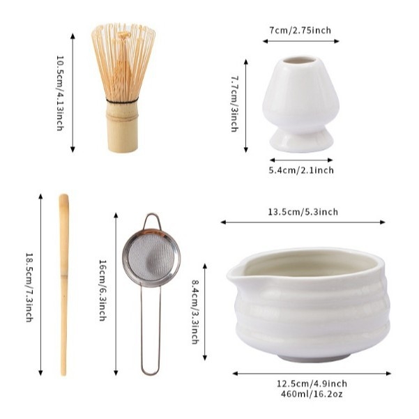 Keramički set za matcha čaj s tiskom logotipa Pottery, pakiran u papirnatu kutiju