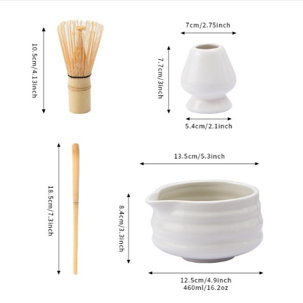 Keramički set za matcha čaj s tiskom logotipa Pottery, pakiran u papirnatu kutiju