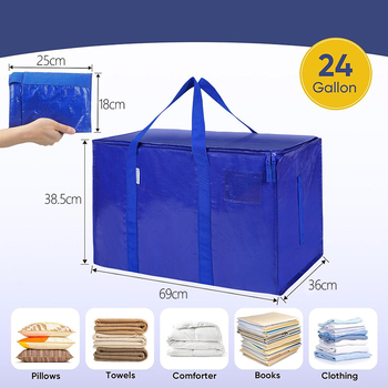 Geantă de mutare pentru ambalare, formă cubică, material țesut PE, capacitate mare pentru haine și pături, pliabilă