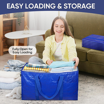 Geantă de mutare pentru ambalare, formă cubică, material țesut PE, capacitate mare pentru haine și pături, pliabilă