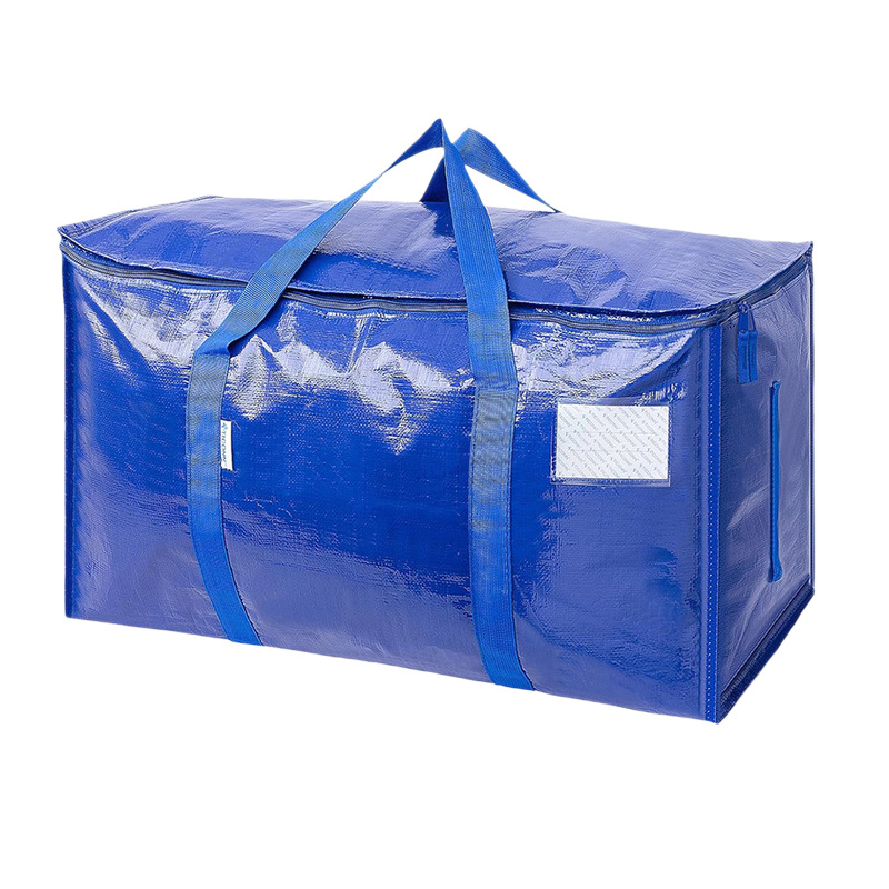 Geantă de mutare pentru ambalare, formă cubică, material țesut PE, capacitate mare pentru haine și pături, pliabilă