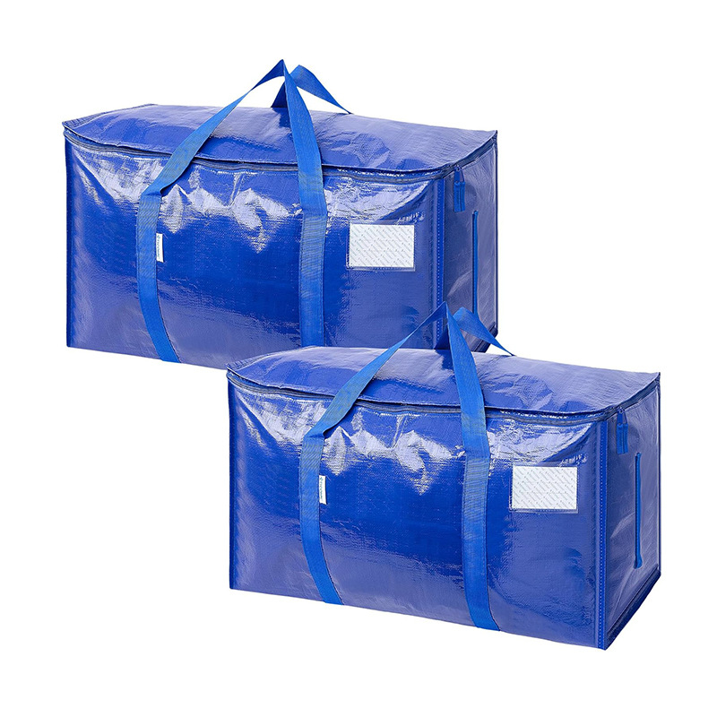 Geantă de mutare pentru ambalare, formă cubică, material țesut PE, capacitate mare pentru haine și pături, pliabilă