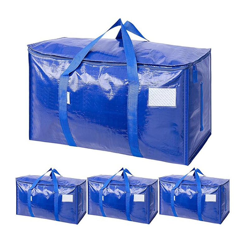Geantă de mutare pentru ambalare, formă cubică, material țesut PE, capacitate mare pentru haine și pături, pliabilă