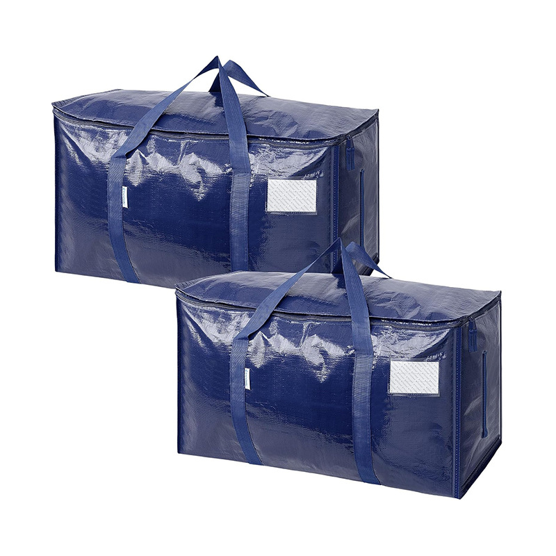 Geantă de mutare pentru ambalare, formă cubică, material țesut PE, capacitate mare pentru haine și pături, pliabilă