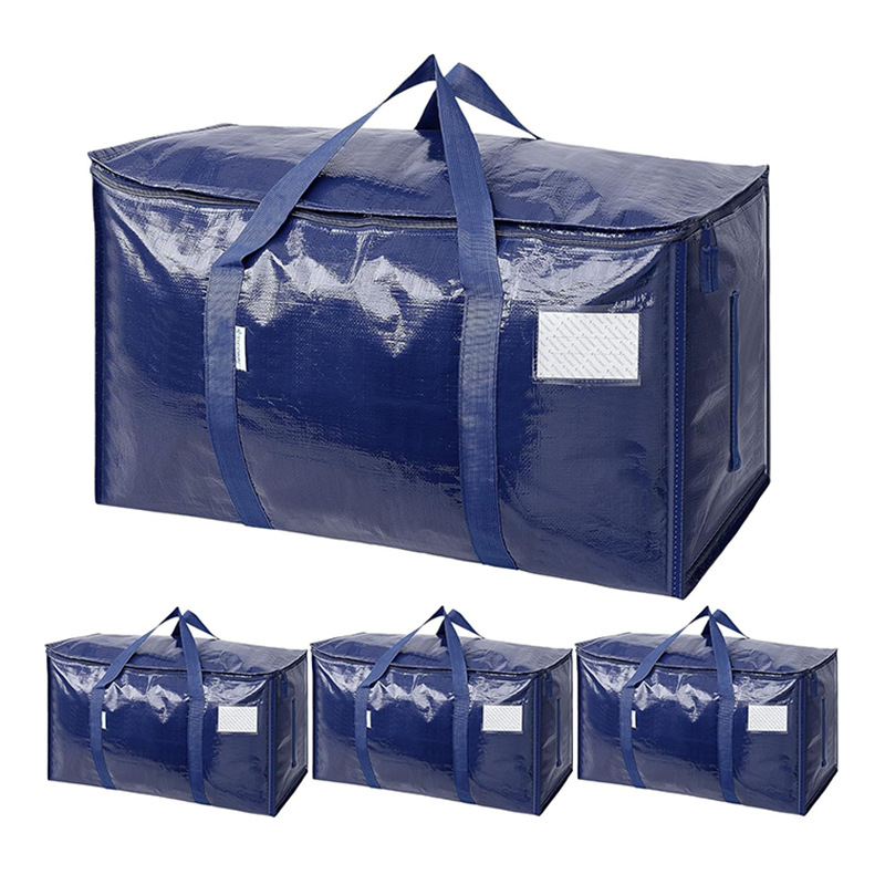 Geantă de mutare pentru ambalare, formă cubică, material țesut PE, capacitate mare pentru haine și pături, pliabilă