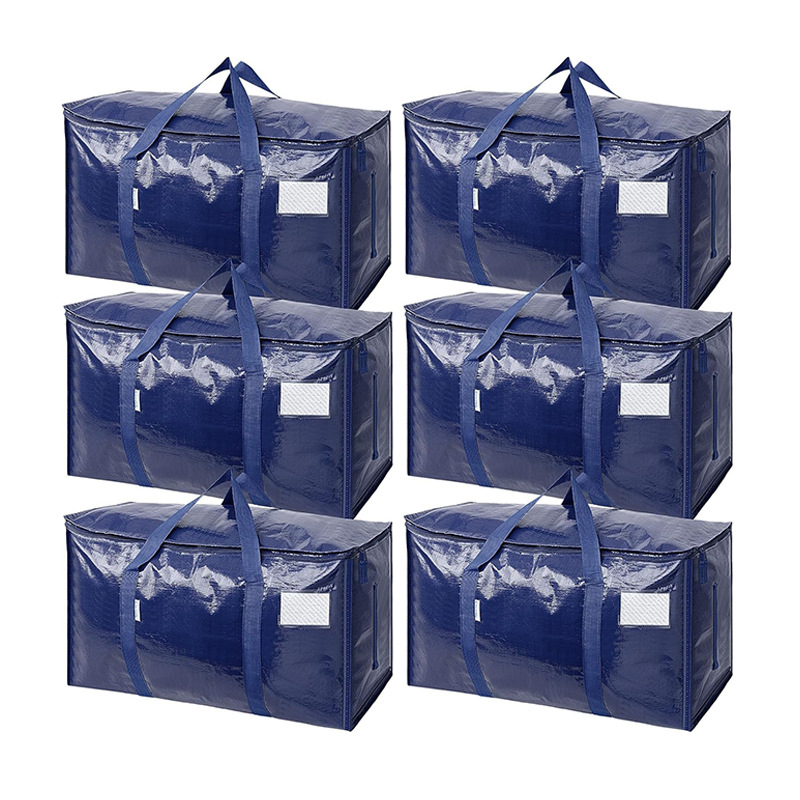 Geantă de mutare pentru ambalare, formă cubică, material țesut PE, capacitate mare pentru haine și pături, pliabilă
