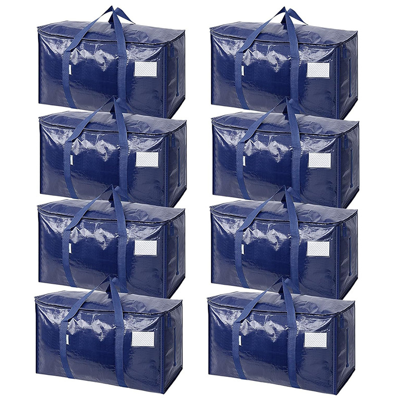 Geantă de mutare pentru ambalare, formă cubică, material țesut PE, capacitate mare pentru haine și pături, pliabilă