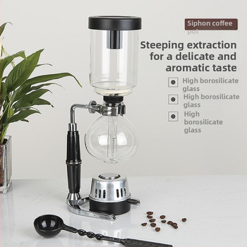 Set sifon pentru cafea de uz casnic, pentru preparare manuală, cu vase din sticlă superioare și inferioare