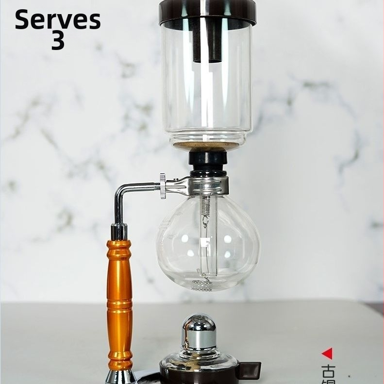 Set sifon pentru cafea de uz casnic, pentru preparare manuală, cu vase din sticlă superioare și inferioare