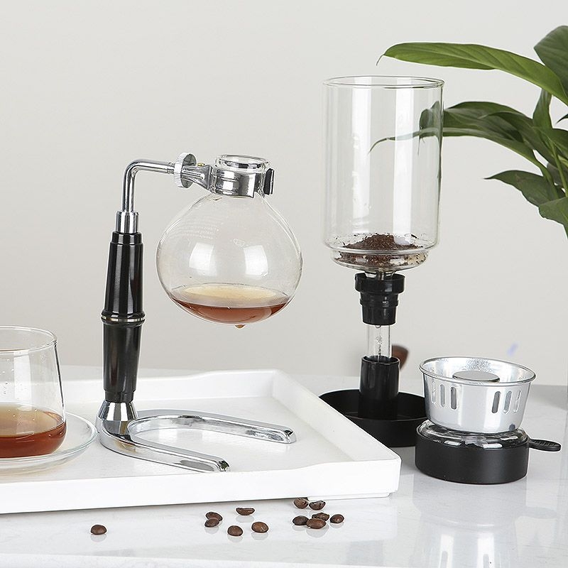 Set sifon pentru cafea de uz casnic, pentru preparare manuală, cu vase din sticlă superioare și inferioare