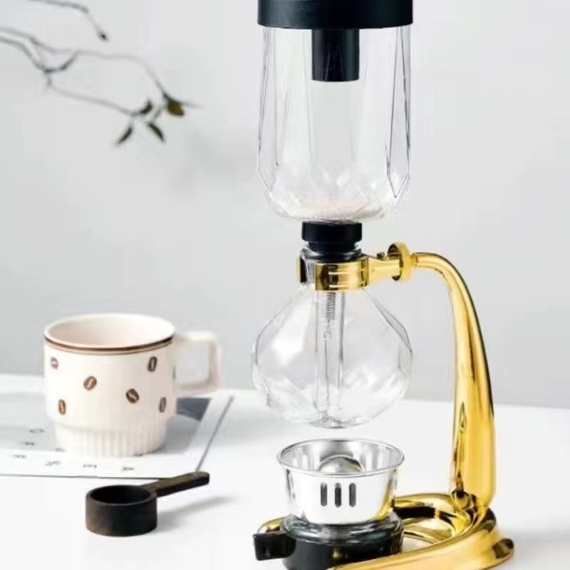 Set sifon pentru cafea de uz casnic, pentru preparare manuală, cu vase din sticlă superioare și inferioare