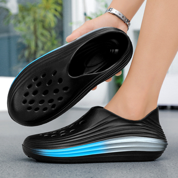 Férfi EVA víziszandálok, légáteresztő felsőrész, slip-on, alacsony szár, kerek orr, EVA talp