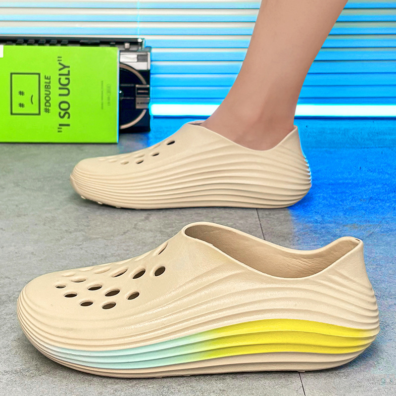 Férfi EVA víziszandálok, légáteresztő felsőrész, slip-on, alacsony szár, kerek orr, EVA talp