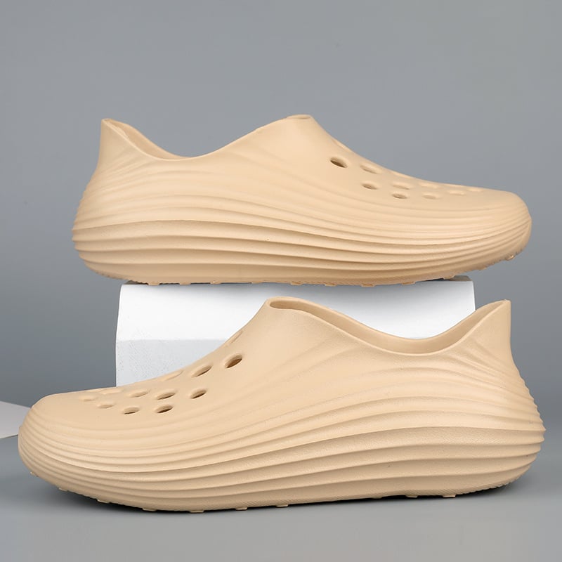 Férfi EVA víziszandálok, légáteresztő felsőrész, slip-on, alacsony szár, kerek orr, EVA talp