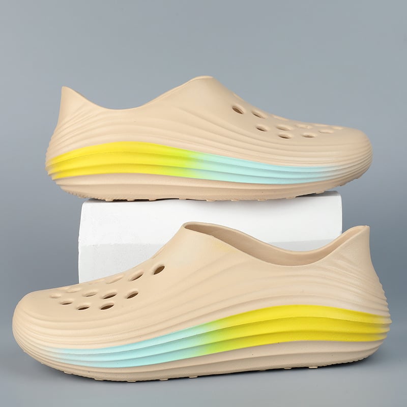 Férfi EVA víziszandálok, légáteresztő felsőrész, slip-on, alacsony szár, kerek orr, EVA talp