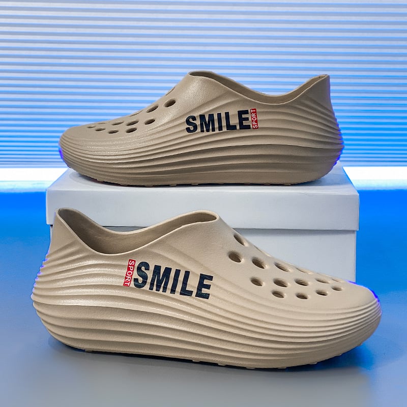 Férfi EVA víziszandálok, légáteresztő felsőrész, slip-on, alacsony szár, kerek orr, EVA talp