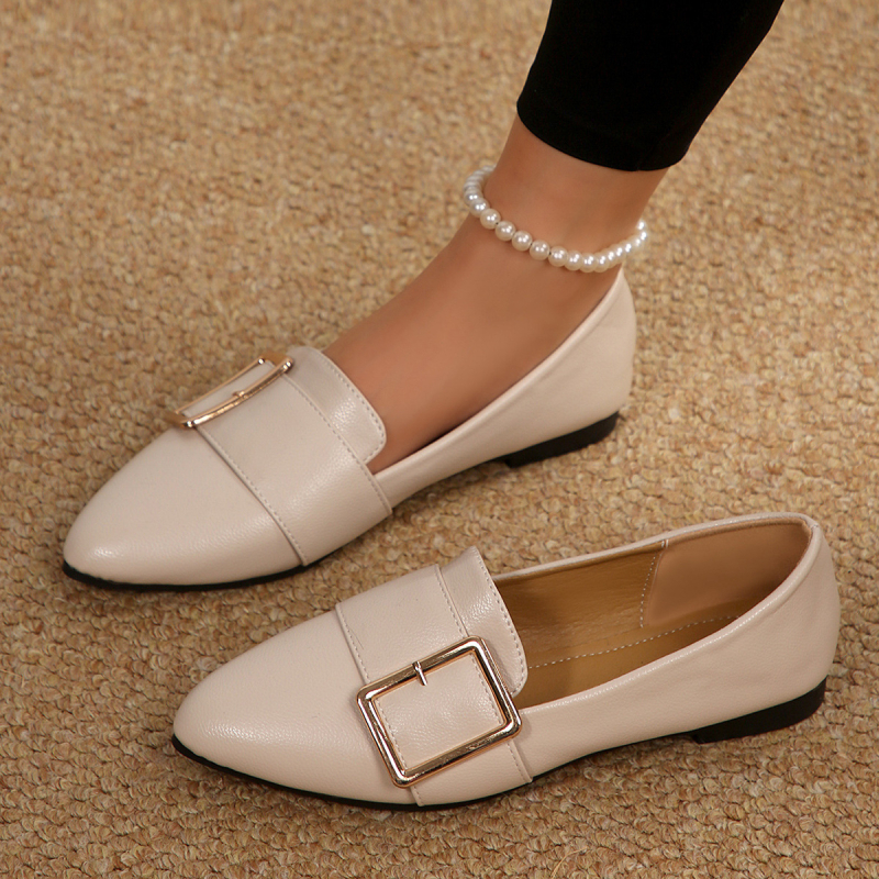 Loafer Shoes su smailiu pirštu, PU viršus, matinė apdaila, žemas kulnas 1–3 cm, gumos padas