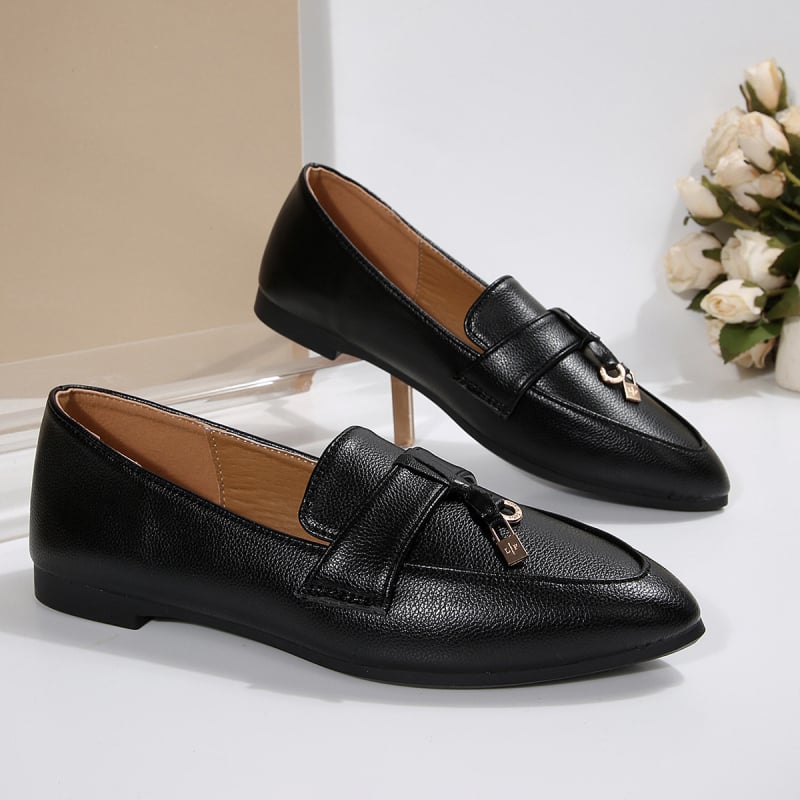 Loafer Shoes su smailiu pirštu, PU viršus, matinė apdaila, žemas kulnas 1–3 cm, gumos padas