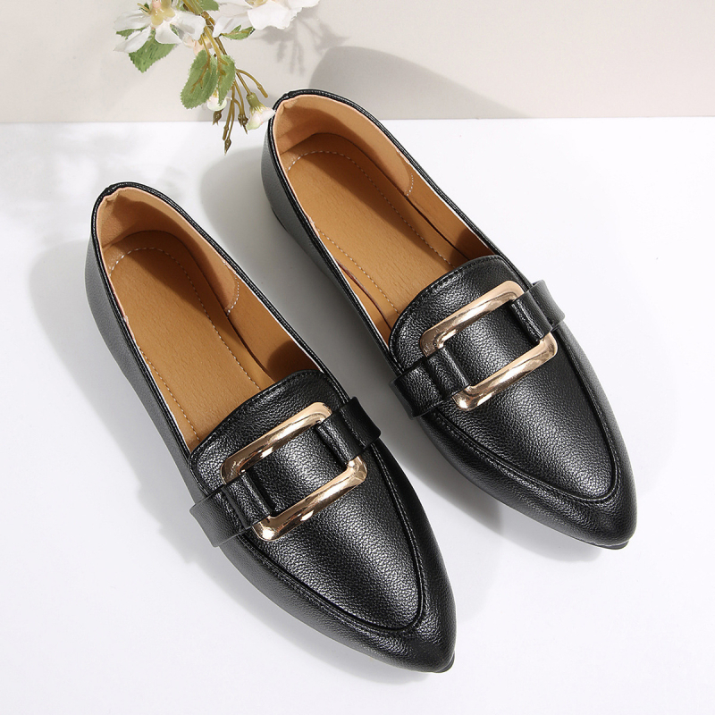 Loafer Shoes su smailiu pirštu, PU viršus, matinė apdaila, žemas kulnas 1–3 cm, gumos padas