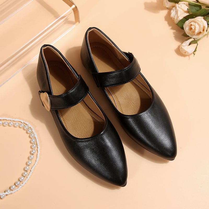 Loafer Shoes su smailiu pirštu, PU viršus, matinė apdaila, žemas kulnas 1–3 cm, gumos padas