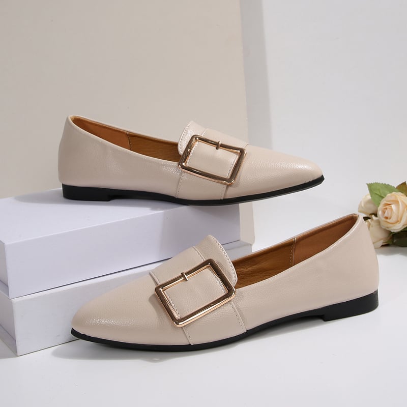 Loafer Shoes su smailiu pirštu, PU viršus, matinė apdaila, žemas kulnas 1–3 cm, gumos padas