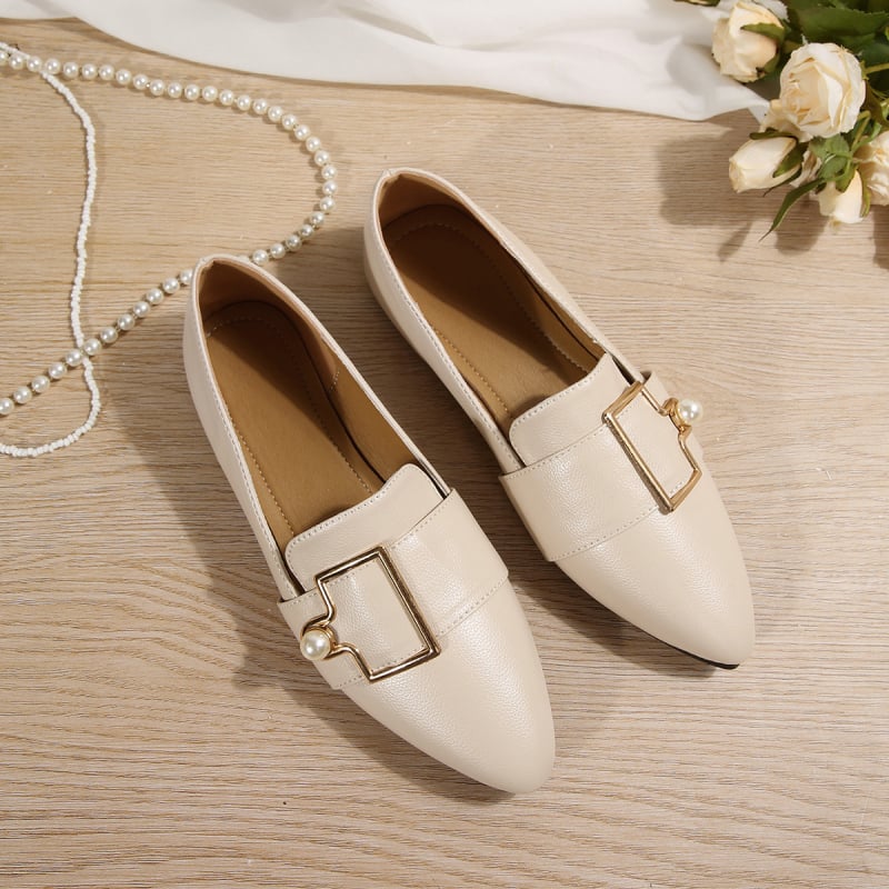 Loafer Shoes su smailiu pirštu, PU viršus, matinė apdaila, žemas kulnas 1–3 cm, gumos padas