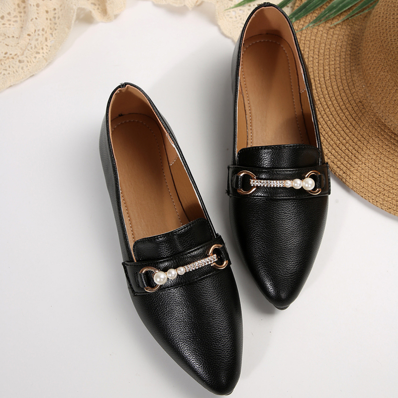 Loafer Shoes su smailiu pirštu, PU viršus, matinė apdaila, žemas kulnas 1–3 cm, gumos padas