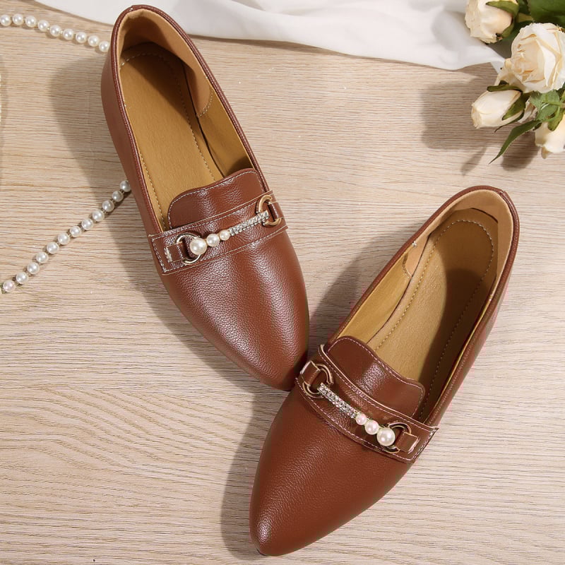 Loafer Shoes su smailiu pirštu, PU viršus, matinė apdaila, žemas kulnas 1–3 cm, gumos padas