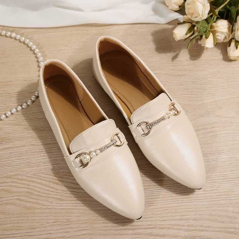 Loafer Shoes su smailiu pirštu, PU viršus, matinė apdaila, žemas kulnas 1–3 cm, gumos padas