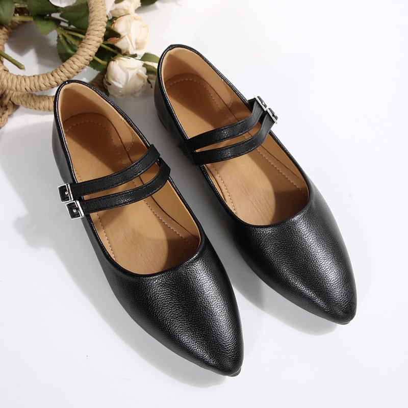 Loafer Shoes su smailiu pirštu, PU viršus, matinė apdaila, žemas kulnas 1–3 cm, gumos padas