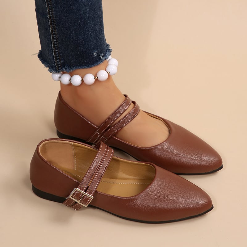 Loafer Shoes su smailiu pirštu, PU viršus, matinė apdaila, žemas kulnas 1–3 cm, gumos padas