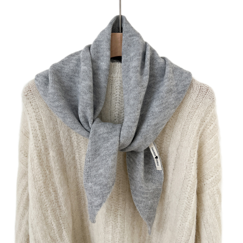 Női gyapjúkeverék kötött háromszög sál, minimalista stílus, warp-knit kötés, téli használat