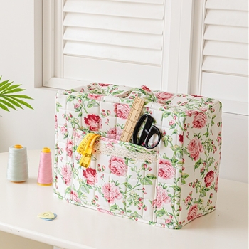 Husă de praf pentru mașina de cusut, poliester, stil pastoral, cu buzunar, portabilă, husă pliabilă de depozitare a uneltelor