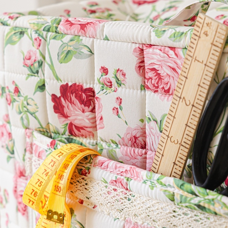 Husă de praf pentru mașina de cusut, poliester, stil pastoral, cu buzunar, portabilă, husă pliabilă de depozitare a uneltelor