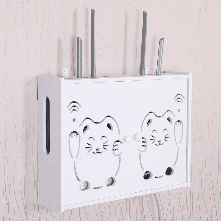 Két szintes falra szerelhető polc multimédiához és vezeték nélküli routerhez – fúrás nélküli szerelés