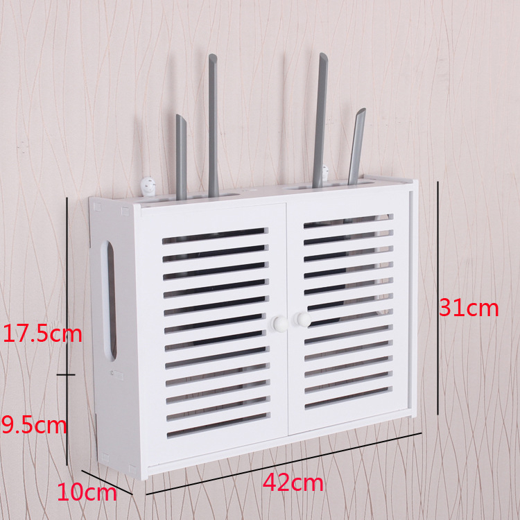 Két szintes falra szerelhető polc multimédiához és vezeték nélküli routerhez – fúrás nélküli szerelés