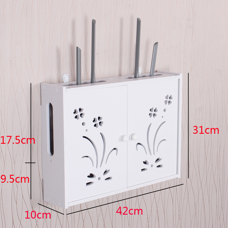 Két szintes falra szerelhető polc multimédiához és vezeték nélküli routerhez – fúrás nélküli szerelés