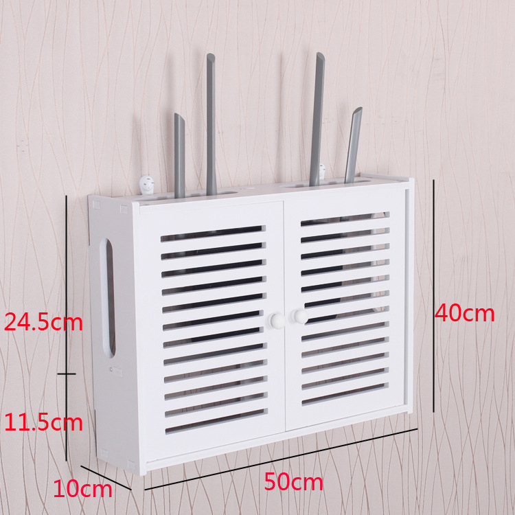 Két szintes falra szerelhető polc multimédiához és vezeték nélküli routerhez – fúrás nélküli szerelés