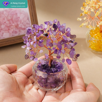 Кристално дърво за късмет с основа – стъклена купа за съкровища, модерен минималистичен стил