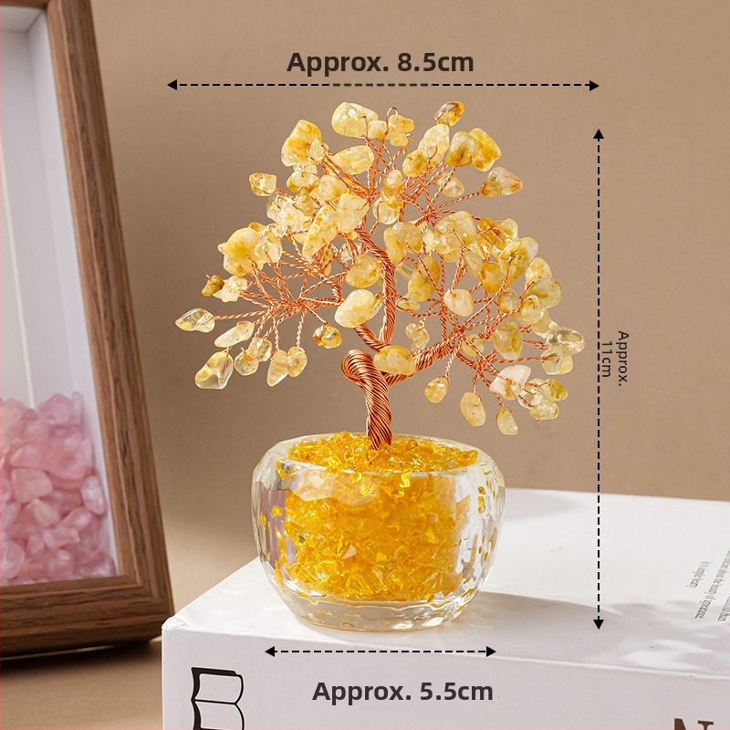 Кристално дърво за късмет с основа – стъклена купа за съкровища, модерен минималистичен стил