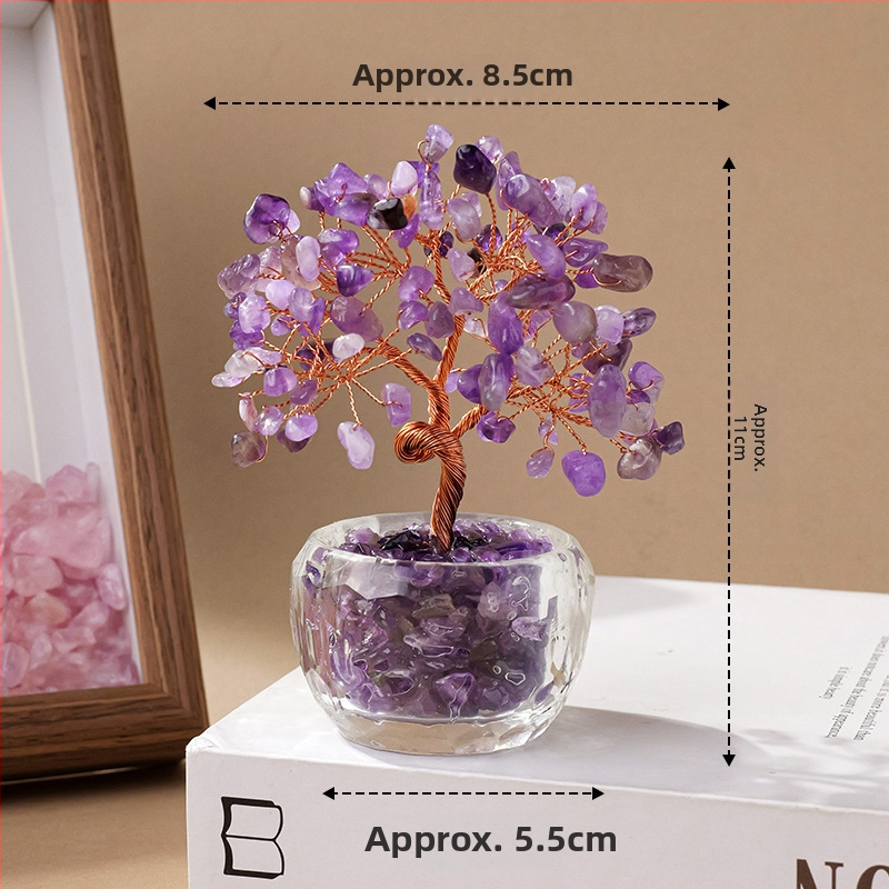 Кристално дърво за късмет с основа – стъклена купа за съкровища, модерен минималистичен стил